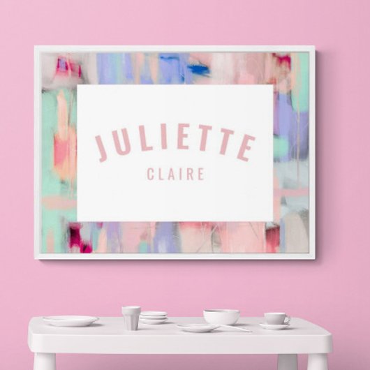 Poster Fille Nom personnalisé Imprimer Pink Pastel Décor