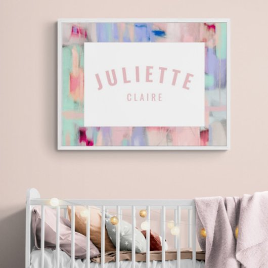Poster Fille Nom personnalisé Imprimer Pink Pastel Décor