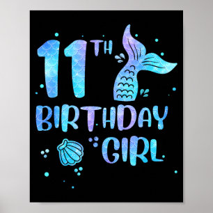 Poster Fille Onzième Anniversaire Sirène 11ème Tout-petit