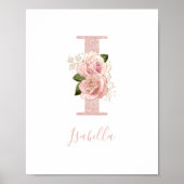 Poster Fille Pale Rose Parties scintillant or Monogramme  (Devant)
