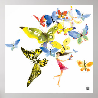 Poster Fille papillon