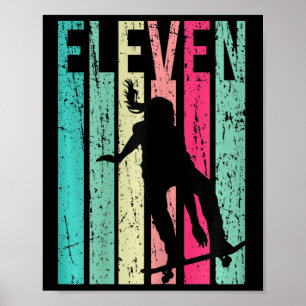 Poster Fille patineuse pour 11e anniversaire skateboard 1