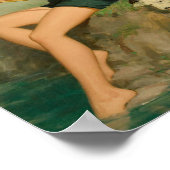 Poster Fille Pêche Avec Épingle De Chien Vers Le Haut (Coin)