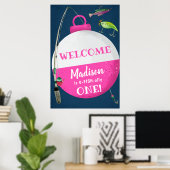 Poster Fille Pêche O-FISH-ally Anniversaire Bienvenue (Bureau à domicile)