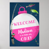 Poster Fille Pêche O-FISH-ally Anniversaire Bienvenue (Devant)