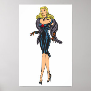 Poster Fille pin-up blonde rétro glamour vintage magnifiq