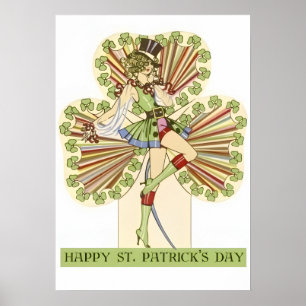 Poster Fille pin-up de la Saint-Patrick vintage