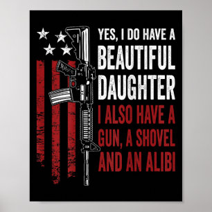 Poster Fille Pistolet Pelle Alibi - Maman Papa Drôle Pist