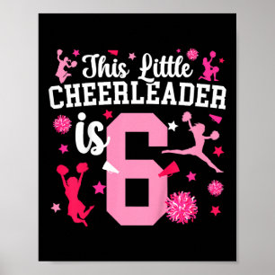 Poster Fille pom-pom girl d'anniversaire 6 ans Six ans po