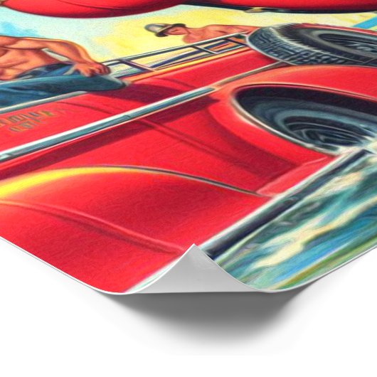 Poster Fille pompier rétro (Coin)