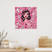 Poster fille pop art rétro (Cuisine)