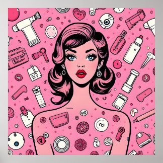 Poster fille pop art rétro