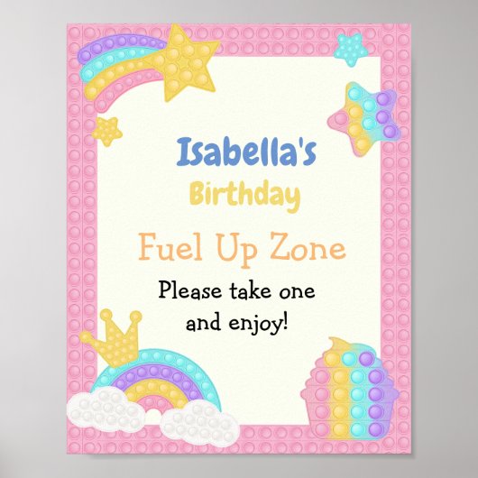 Poster Fille Pop It Fidget Anniversaire (Devant)