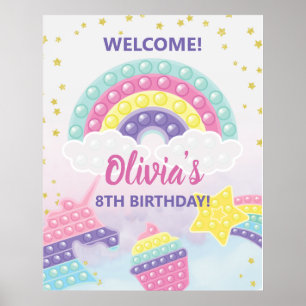 Poster Fille Pop It Fidget fête d'anniversaire