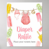 Poster Fille Popsicle Baby shower Déchets Raffle (Devant)