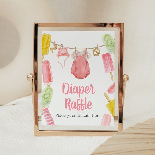 Poster Fille Popsicle Baby shower Déchets Raffle