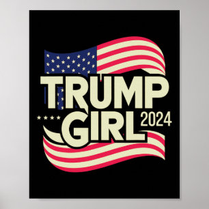 Poster Fille pour Donald Trump Jolie Drapeau Trump Femmes