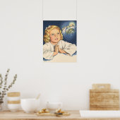 Poster Fille priant pour Jésus-Christ, prières au coucher (Cuisine)