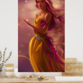 Poster Fille princesse rose couronne dorée conte de fée s (Cuisine)