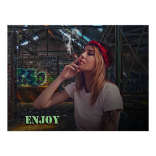 Poster Fille qui aime la fumée