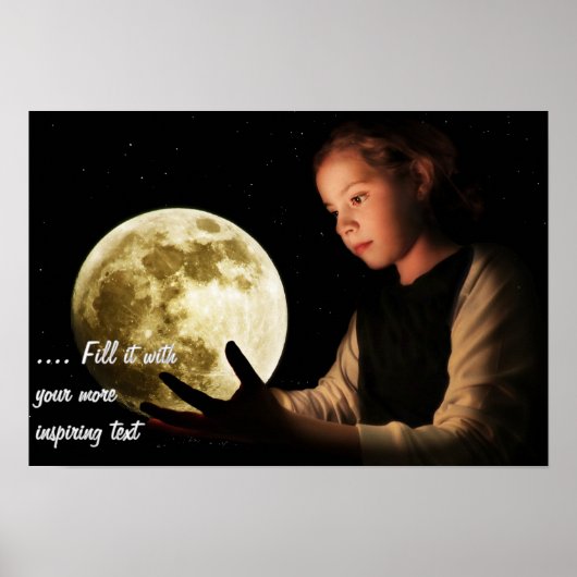 Poster Fille regardant la lune (Devant)