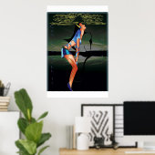 Poster fille remplissant la musique (Bureau à domicile)
