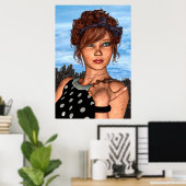 Poster Fille Rétro (Bureau à domicile)