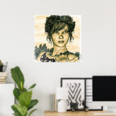 Poster Fille Rétro (Bureau à domicile)