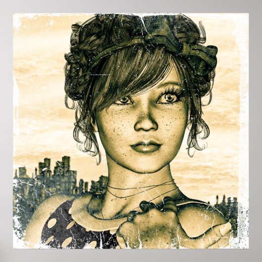 Poster Fille Rétro (Devant)