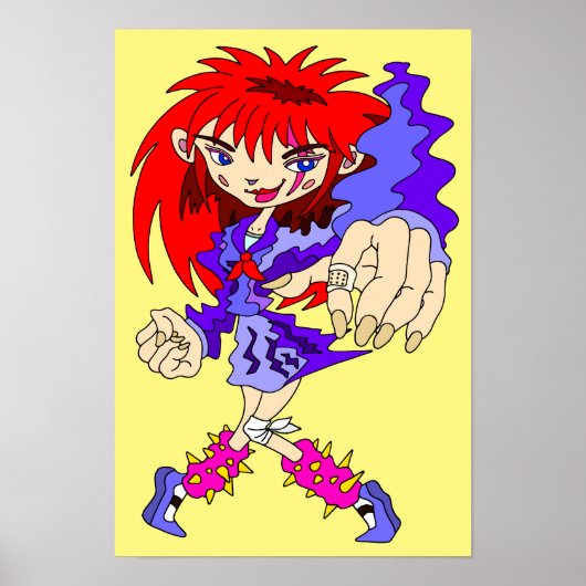 Poster Fille rétro cyberpunk. (Devant)