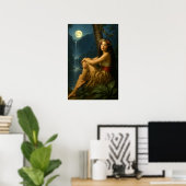 Poster Fille Rétro d'une Île dans un Paradis Tropical (Bureau à domicile)