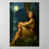 Poster Fille Rétro d'une Île dans un Paradis Tropical (Devant)