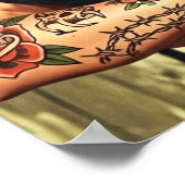 Poster Fille rétro tatouée pin-up (Coin)