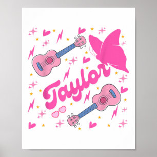 Poster Fille Rétro Taylor Prénom Personnalisé Groovy B