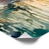 Poster Fille romantique en bateau en bois sur le lac (Coin)