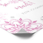 Poster Fille rose argent flocons de neige Merci beaucoup  (Coin)