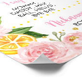 Poster Fille rose Fleur Citron 1er anniversaire Jalon (Coin)