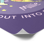 Poster Fille Rose Fusée Spatiale et Nom Enfants (Coin)