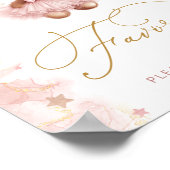 Poster Fille rose Teddy Ours Baby shower Faveurs (Coin)