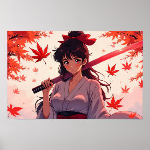 Poster Fille Samouraï Anime