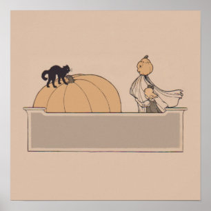 Poster Fille Scarecrow Citrouille Jack-o'-lantern Black C