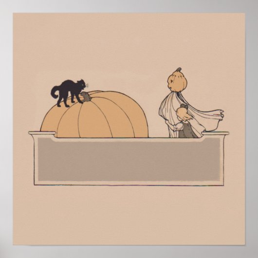 Poster Fille Scarecrow Citrouille Jack-o'-lantern Black C (Devant)