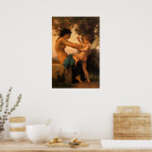 Poster Fille se défendant contre la cupidité par Bouguere (Cuisine)