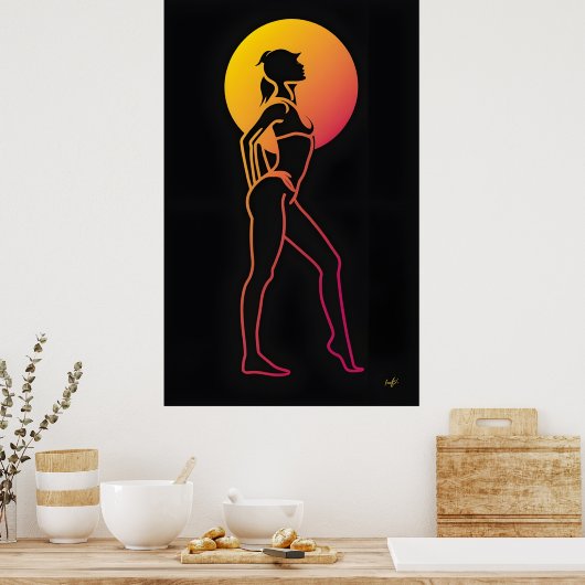 Poster fille silhouette (Cuisine)