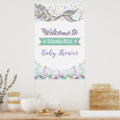 Poster Fille Sirène Baby shower Beach Accueil de la mer (Cuisine)