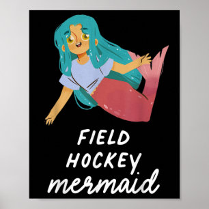 Poster Fille sirène de hockey sur gazon drôle anniversair