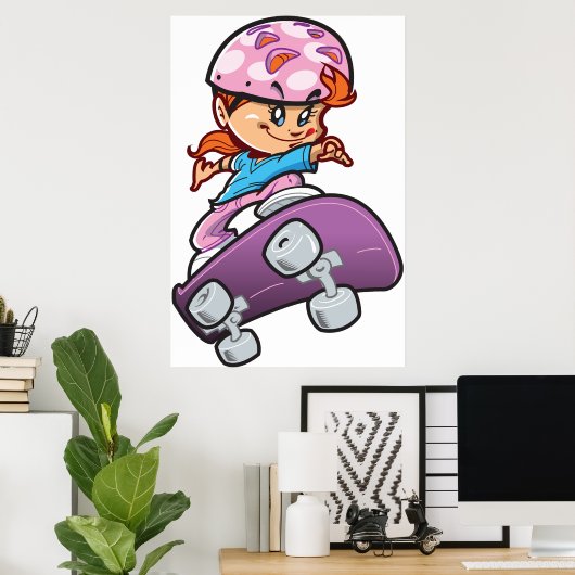 Poster Fille Skateboarder (Bureau à domicile)