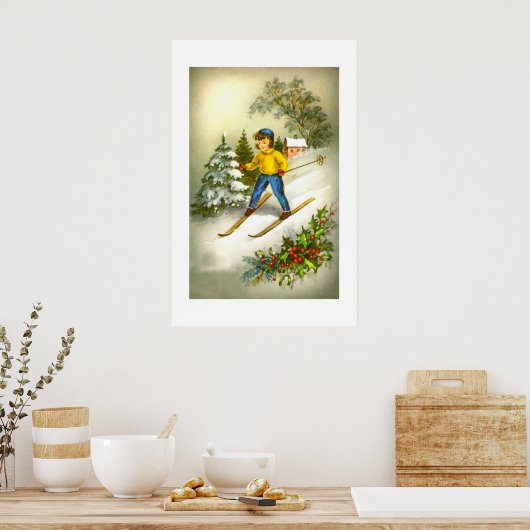 Poster Fille ski (Cuisine)