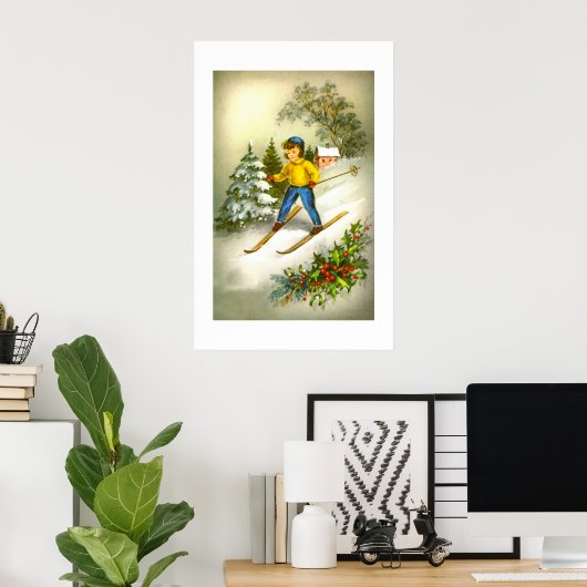 Poster Fille ski (Bureau à domicile)