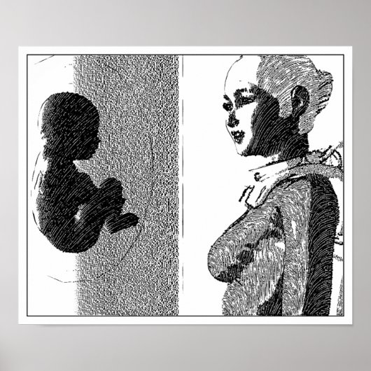 Poster fille spatiale et bébé (Devant)